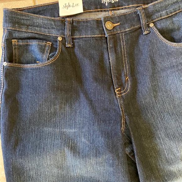 Dark Blue Jeans Cropped Capri Mid Rise 5 Pocket - Picture 2 of 8